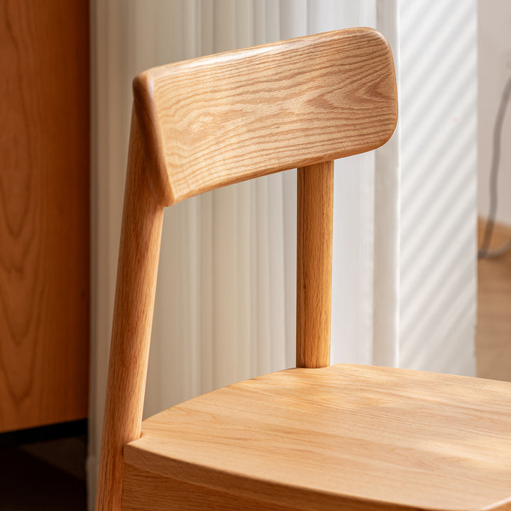Scandinavian oak wood  dining chair green in details.
