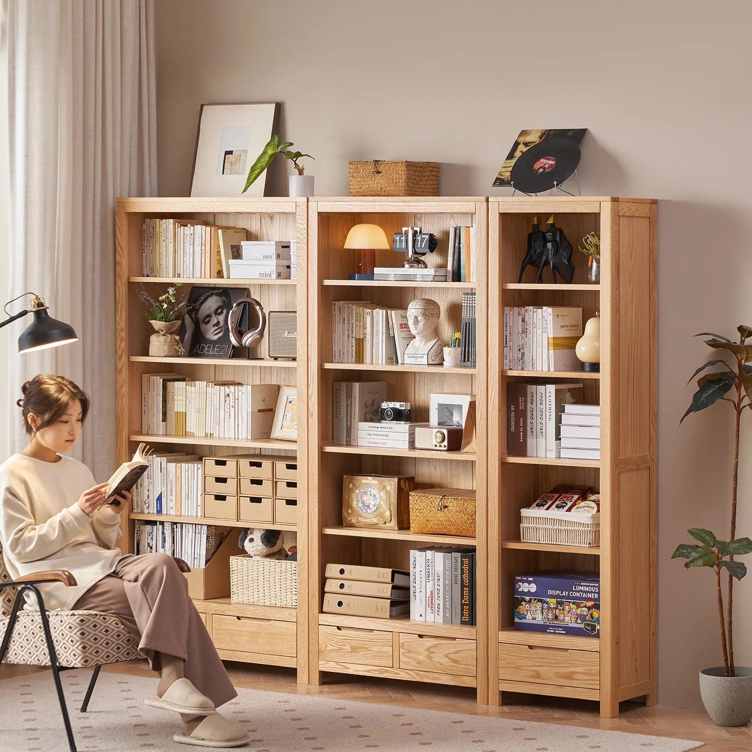 Scandinavian Oak Wood Bookshelf NORWAY – LOFT HOME