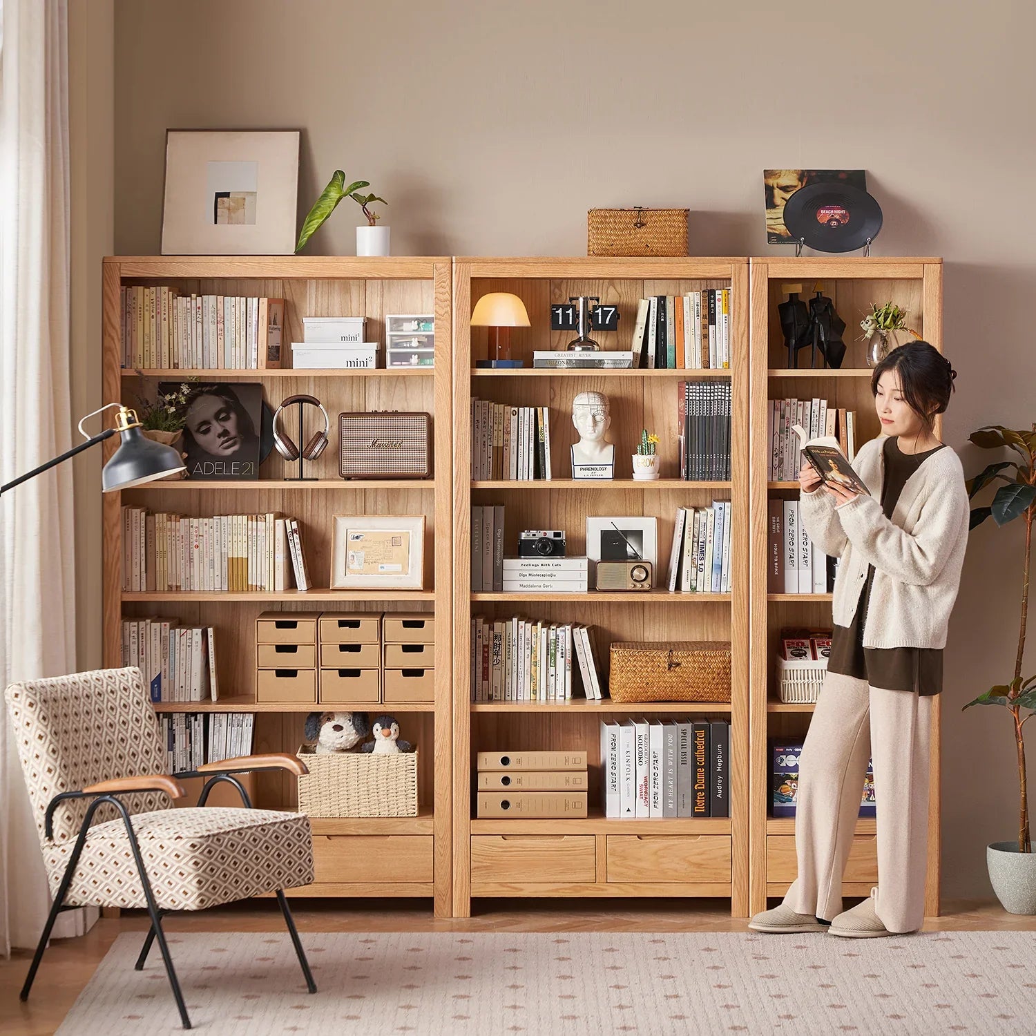 Scandinavian Oak Wood Bookshelf NORWAY – LOFT HOME