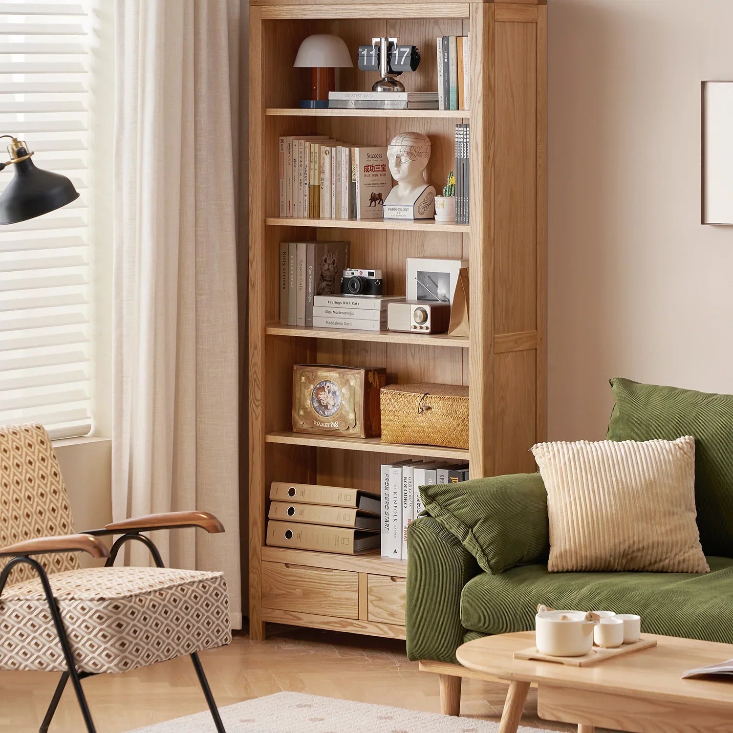 Scandinavian Oak Wood Bookshelf NORWAY – LOFT HOME