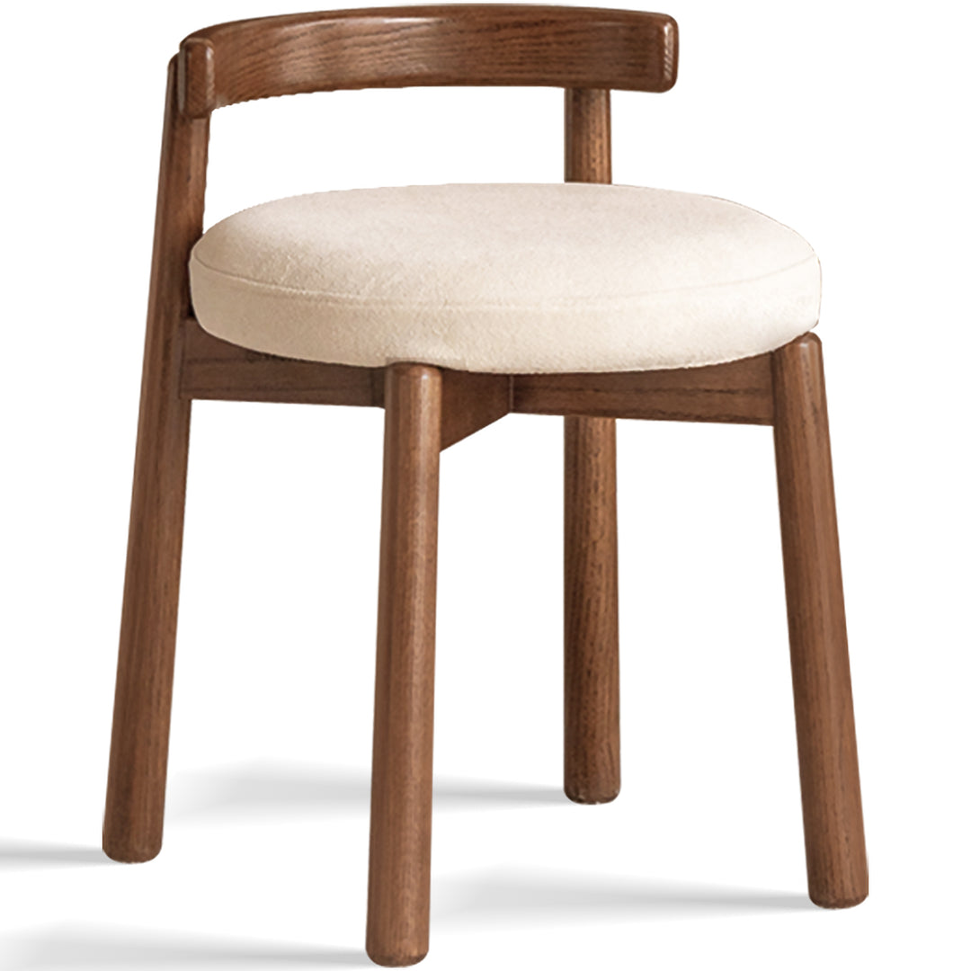 Scandinavian oak wood boucle fabric dressing chair turni conceptual design.