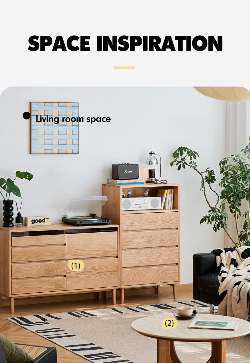 Scandinavian Oak Wood Chest Of 5 Drawers FLOATING LIGHT Good to Know - 5