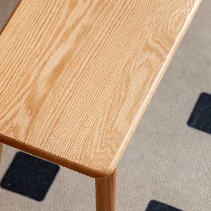 Scandinavian oak wood dining bench green material variants.