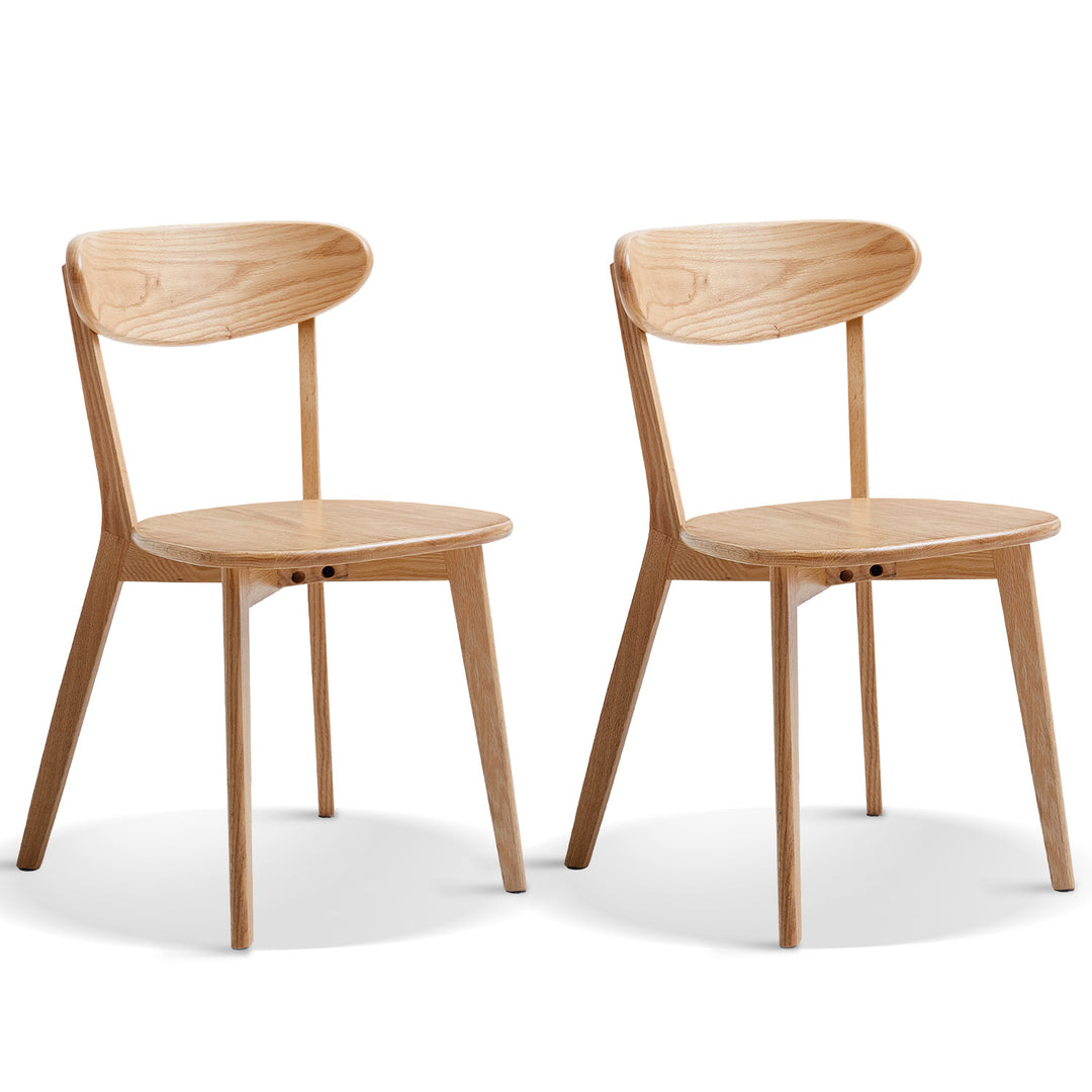 Scandinavian oak wood dining chairs elm in still life.