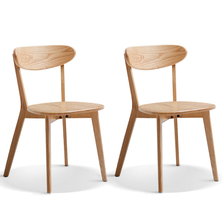 Scandinavian oak wood dining chairs elm in still life.