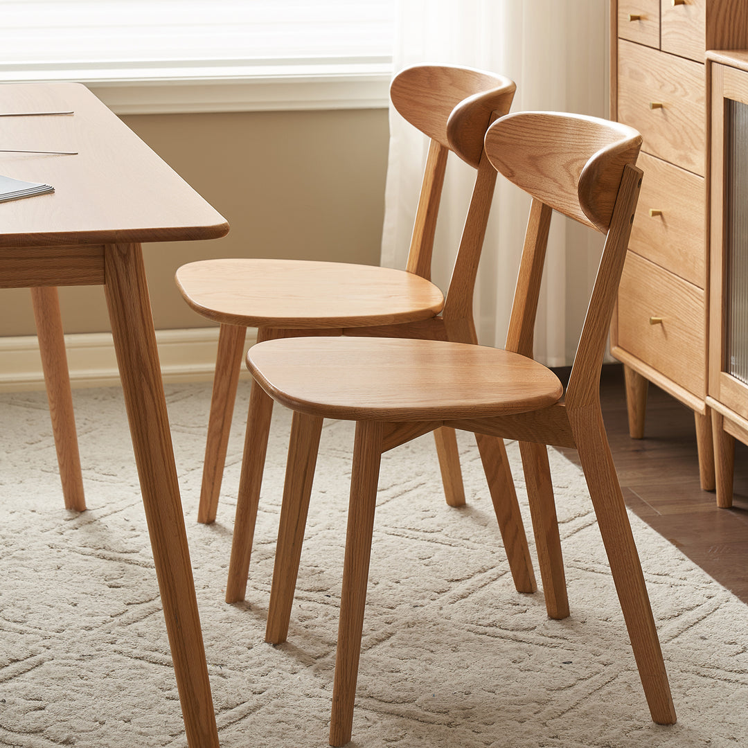 Scandinavian oak wood dining chairs elm material variants.