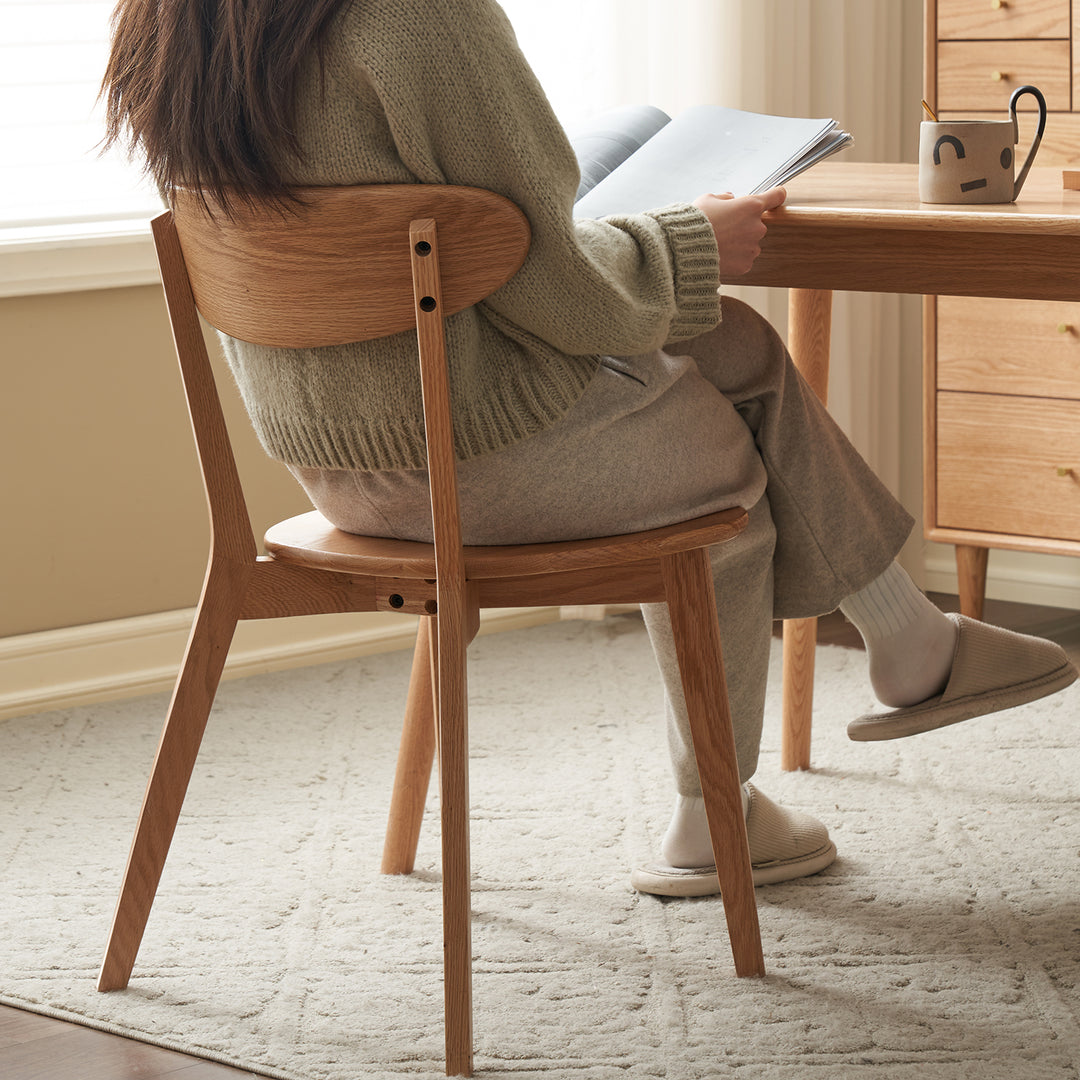 Scandinavian oak wood dining chairs elm in real life style.