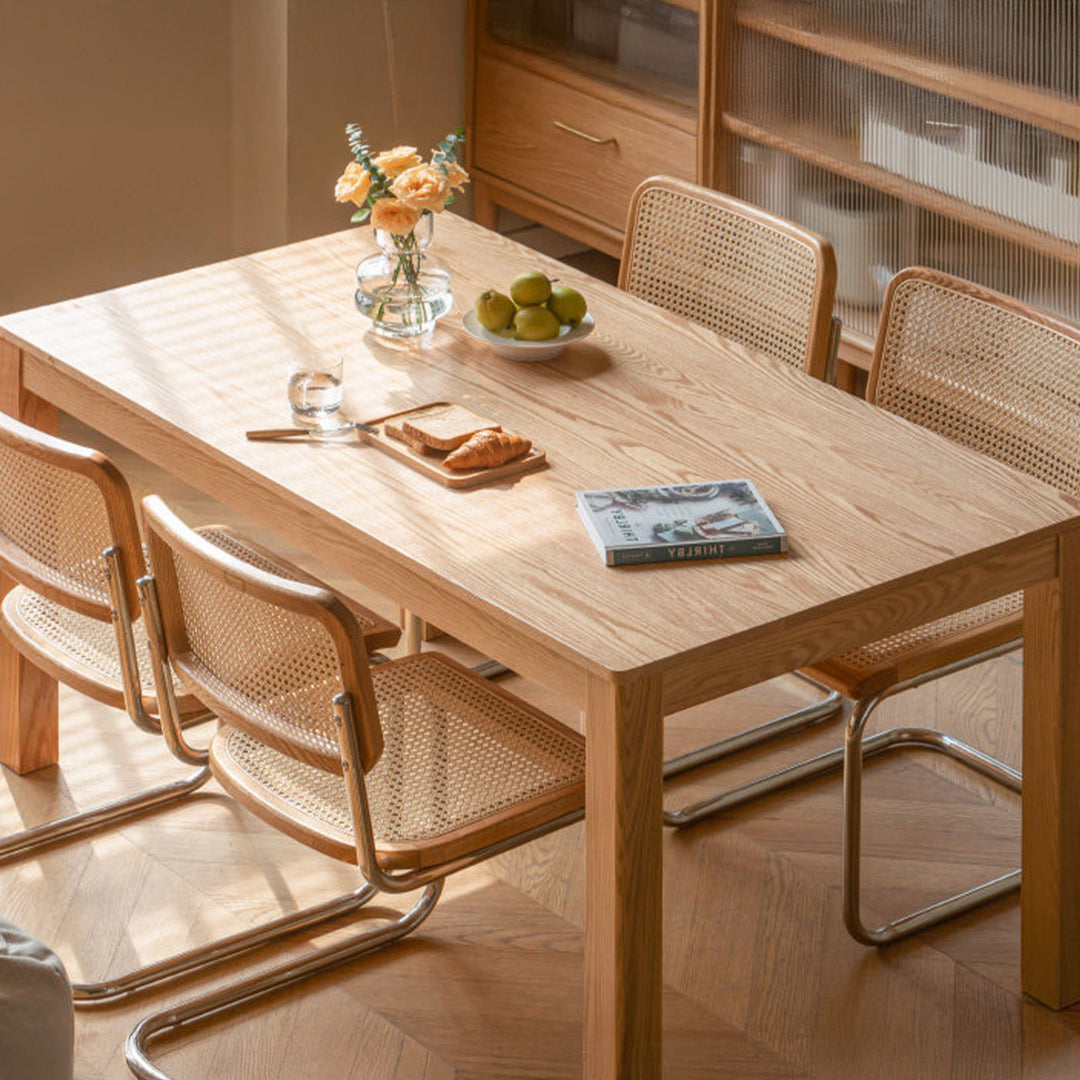 Scandinavian oak wood dining table elm primary product view.