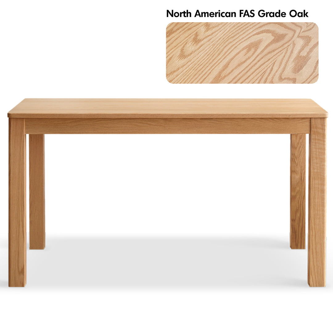 Scandinavian oak wood dining table elm in still life.