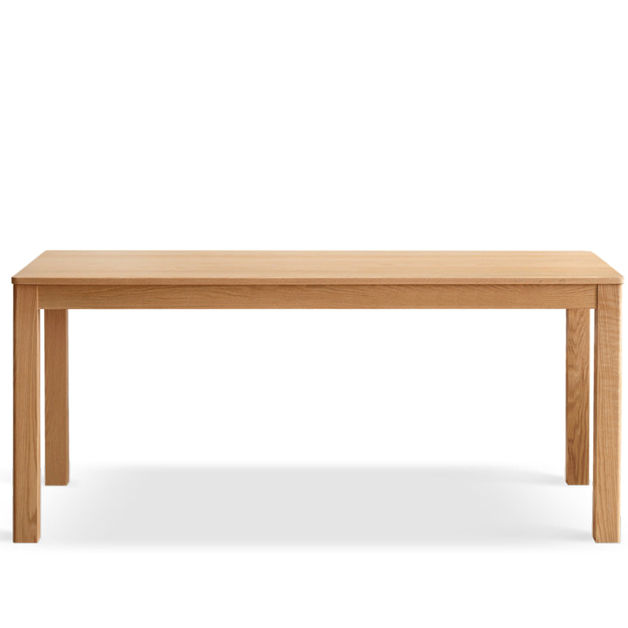Scandinavian oak wood dining table elm in white background.