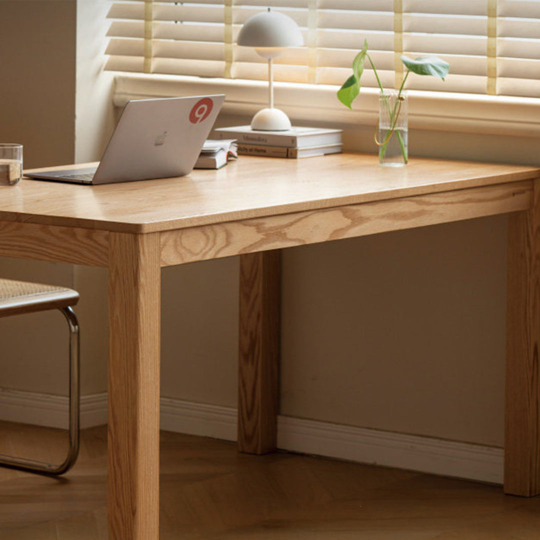 Scandinavian oak wood dining table elm with context.
