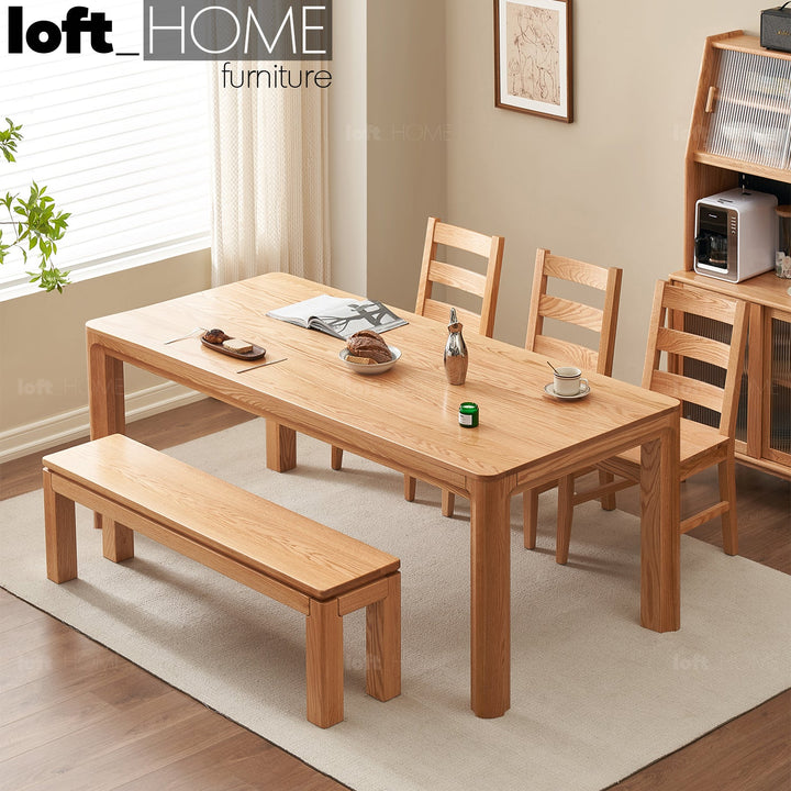 Scandinavian oak wood dining table sturdy grace primary product view.