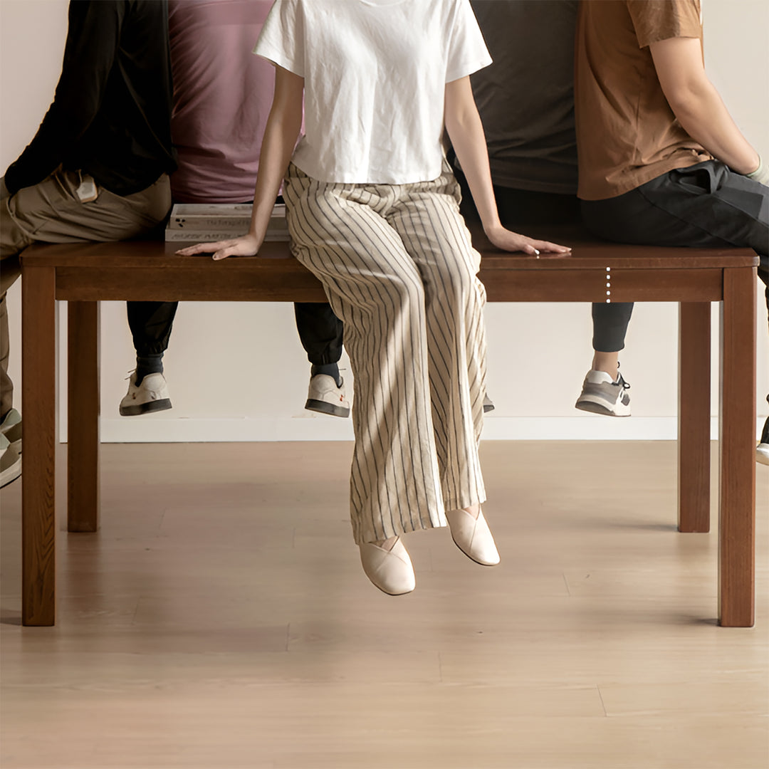 Scandinavian oak wood dining table walden in panoramic view.