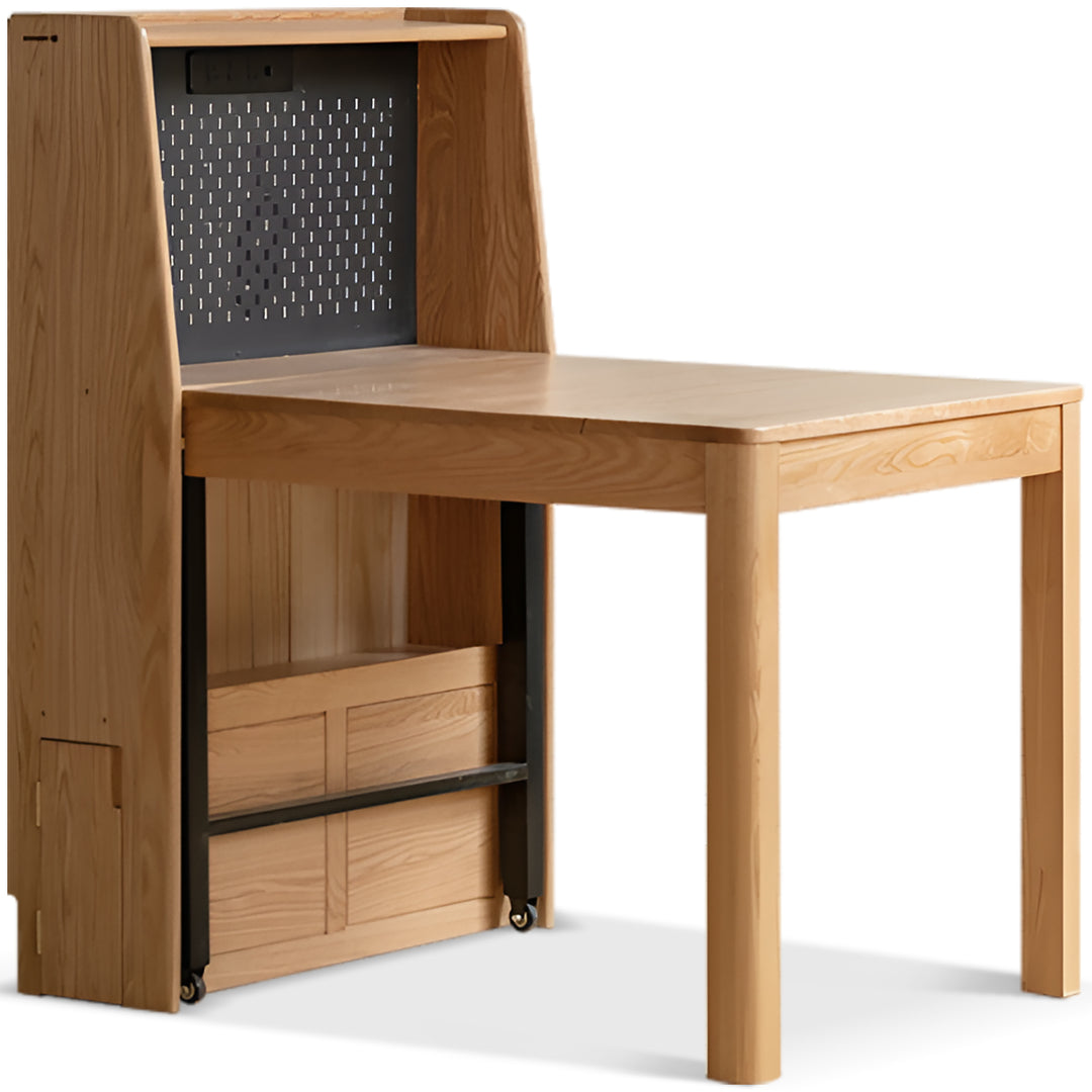 Scandinavian Oak Wood Extendable Dining Table With Shelf NEST