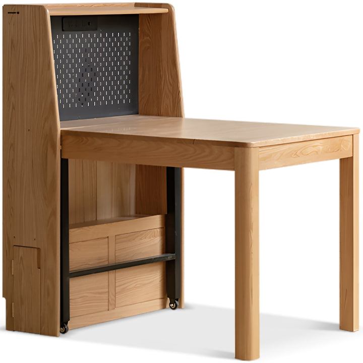 Scandinavian Oak Wood Extendable Dining Table With Shelf NEST