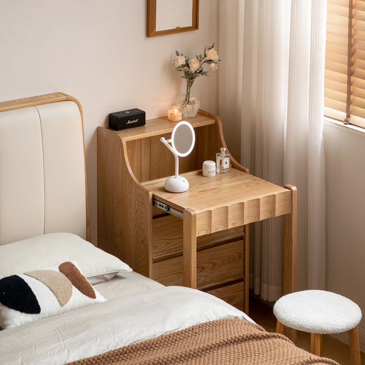 Scandinavian oak wood extendable dressing table magicbox primary product view.