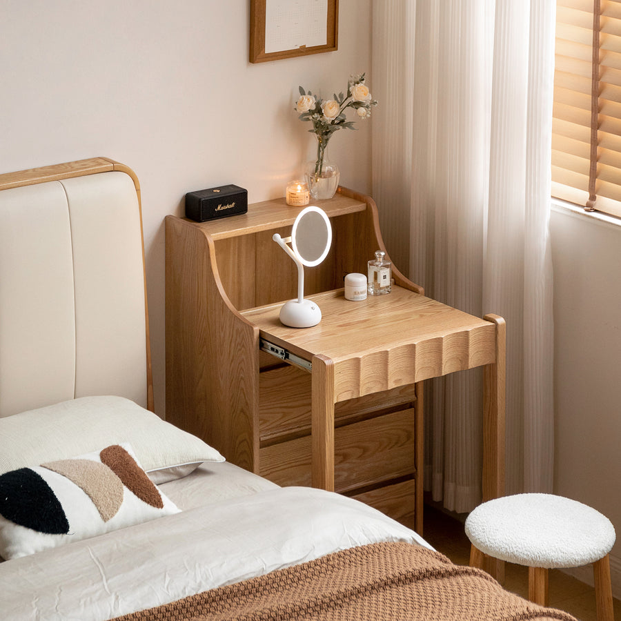 Scandinavian oak wood extendable dressing table magicbox primary product view.