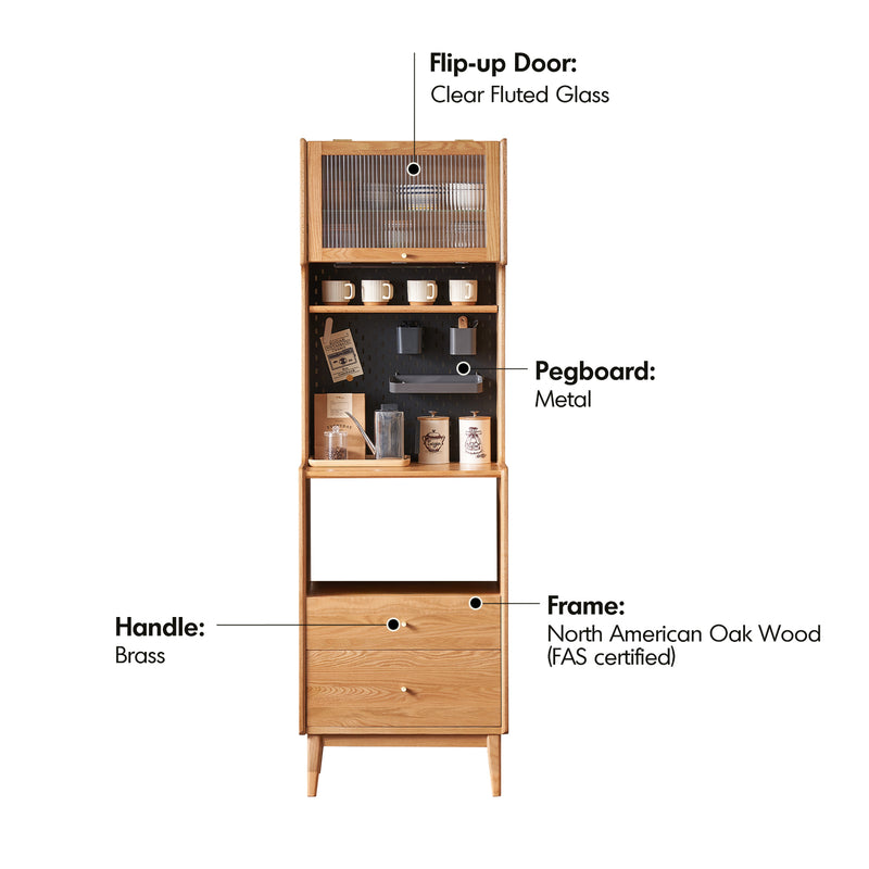 Scandinavian Oak Wood Kitchen Cabinet HEMU Material Details Chart