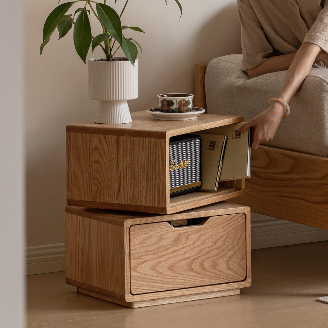 Scandinavian oak wood revolving side table twist size charts.