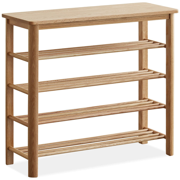 Scandinavian oak wood shoe shelf fuji layered structure.