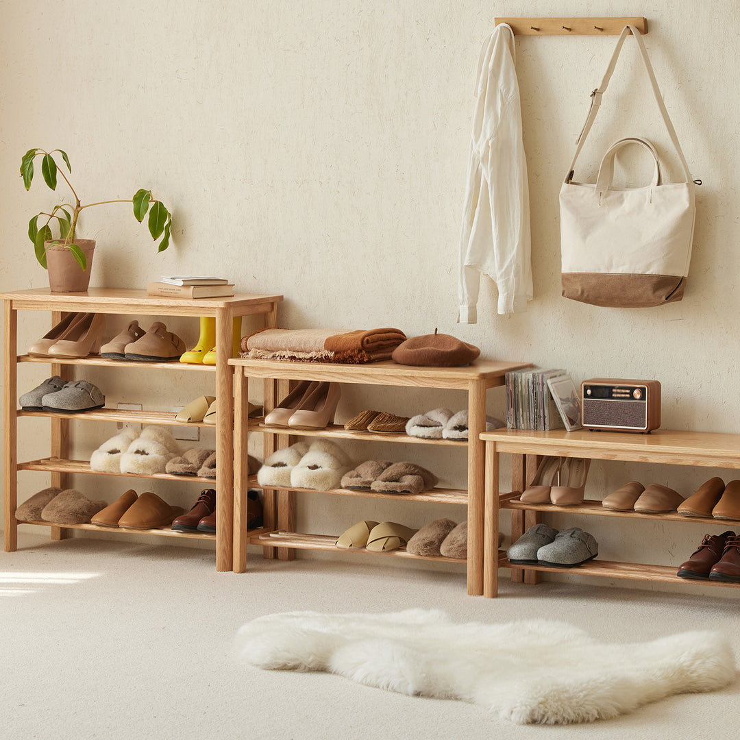 Scandinavian oak wood shoe shelf fuji size charts.