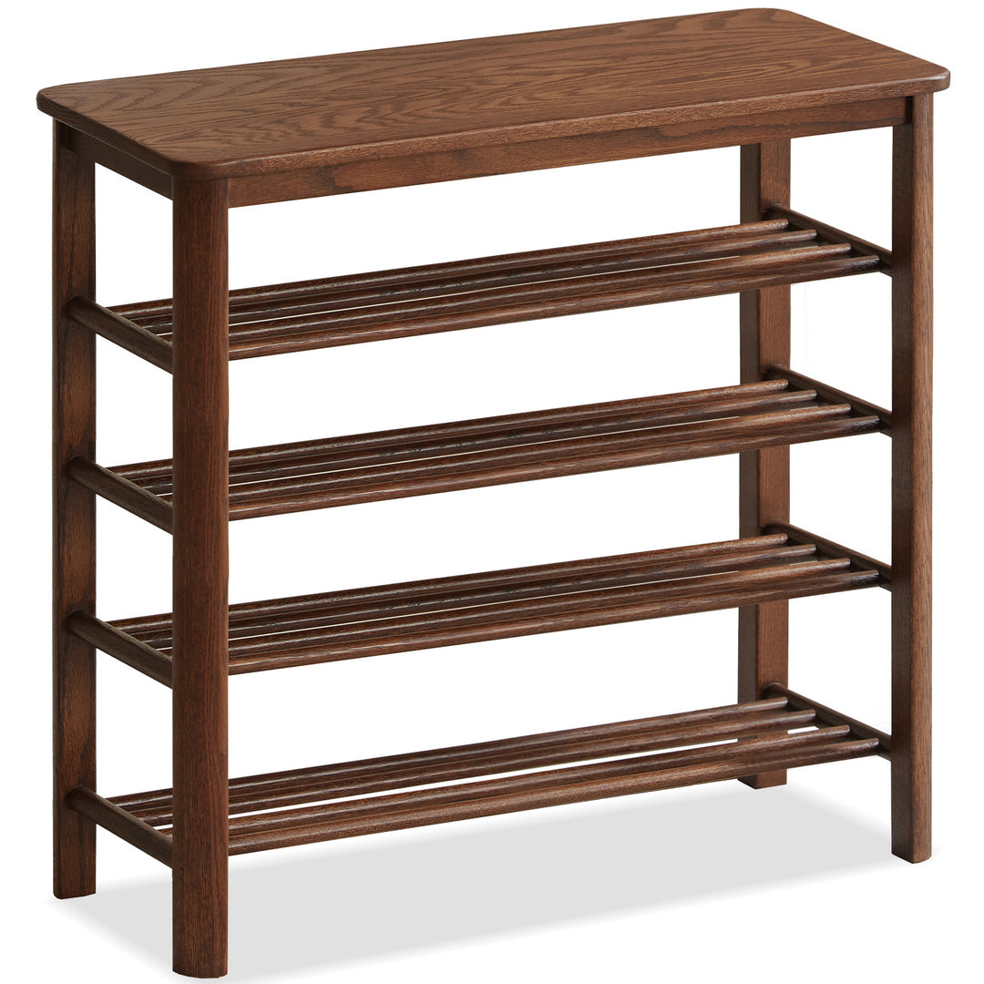 Scandinavian oak wood shoe shelf fuji walnut conceptual design.