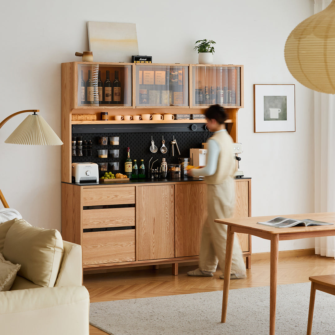 Scandinavian oak wood side cabinet lumen primary product view.