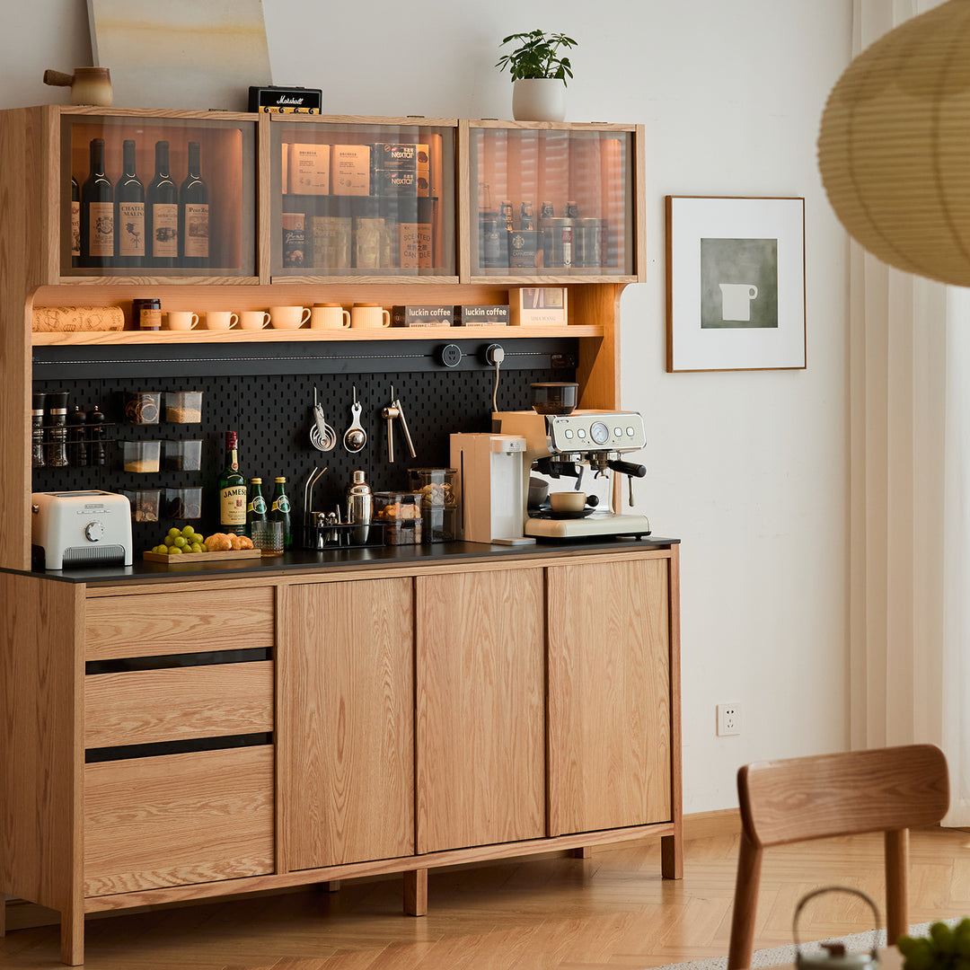 Scandinavian oak wood side cabinet lumen size charts.