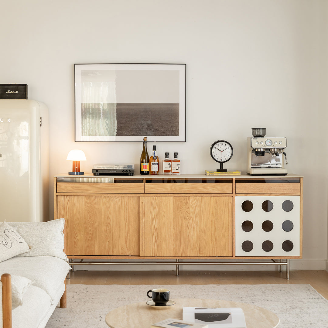 Scandinavian oak wood sintered stone cabinet timeless primary product view.