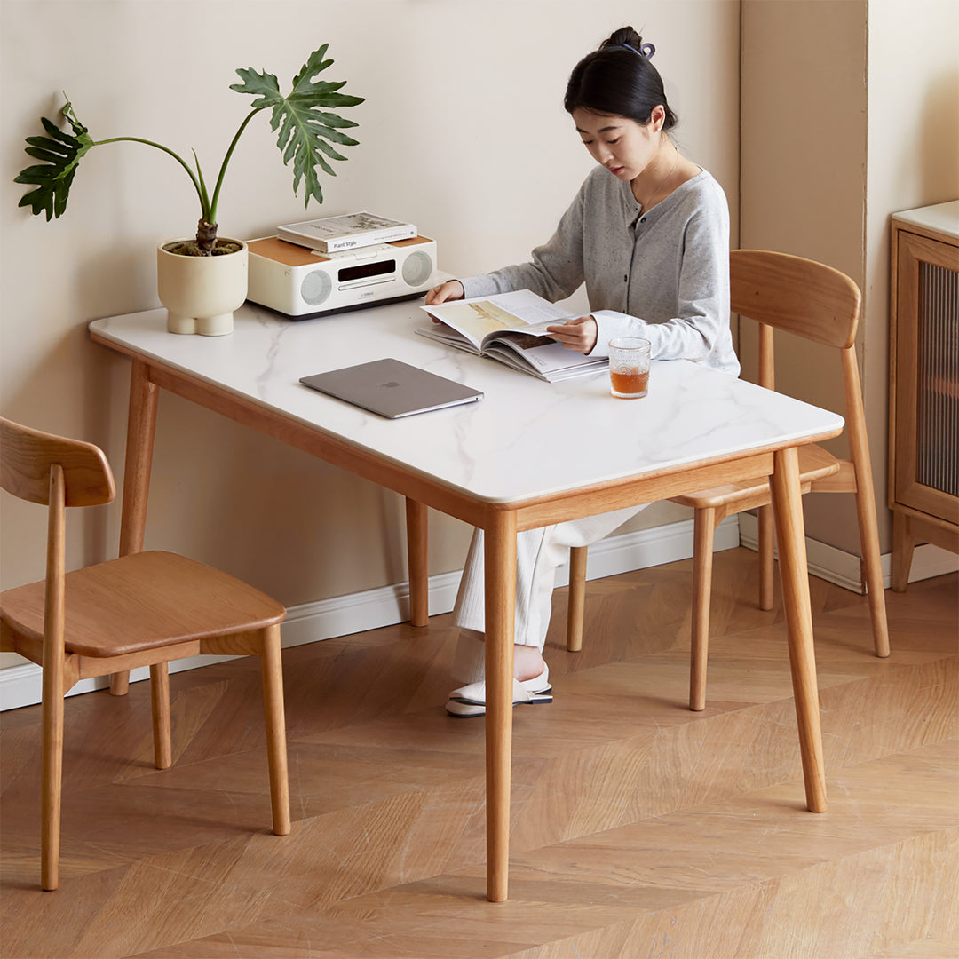 Scandinavian oak wood sintered stone dining table forme size charts.