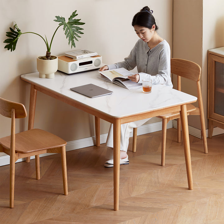Scandinavian oak wood sintered stone dining table forme size charts.
