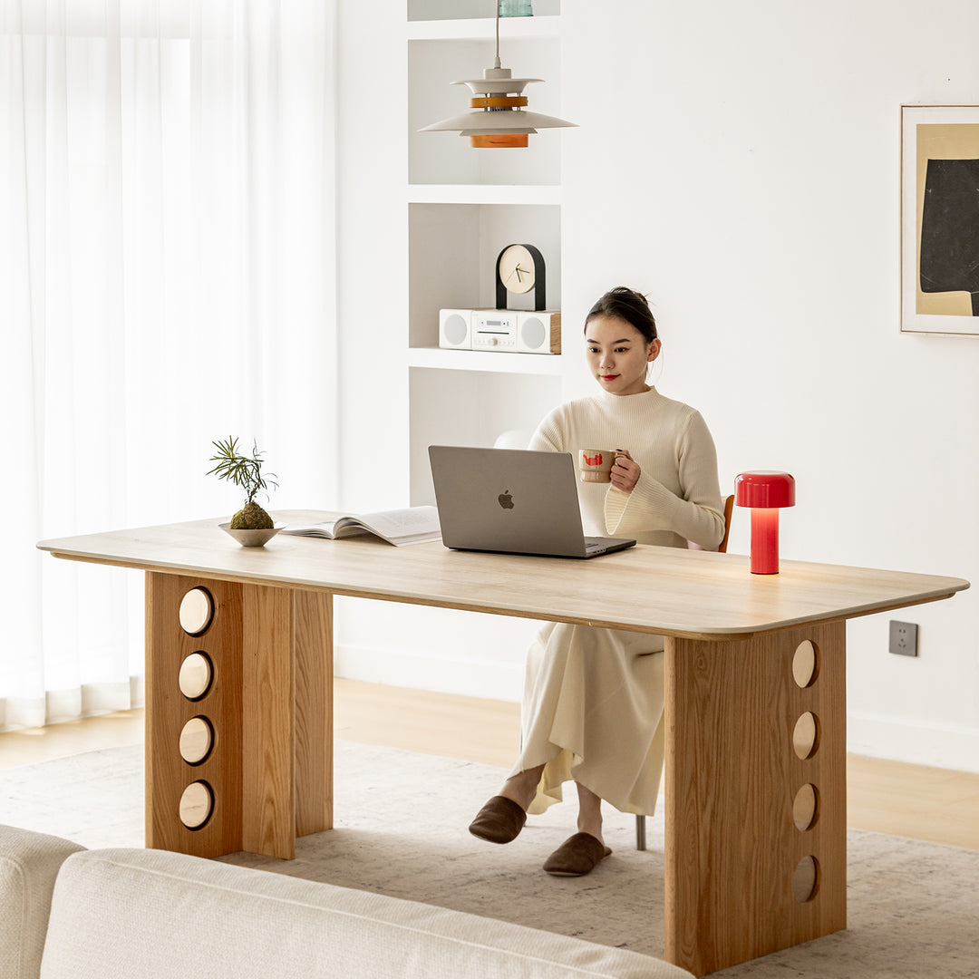 Scandinavian oak wood sintered stone dining table timeless with context.