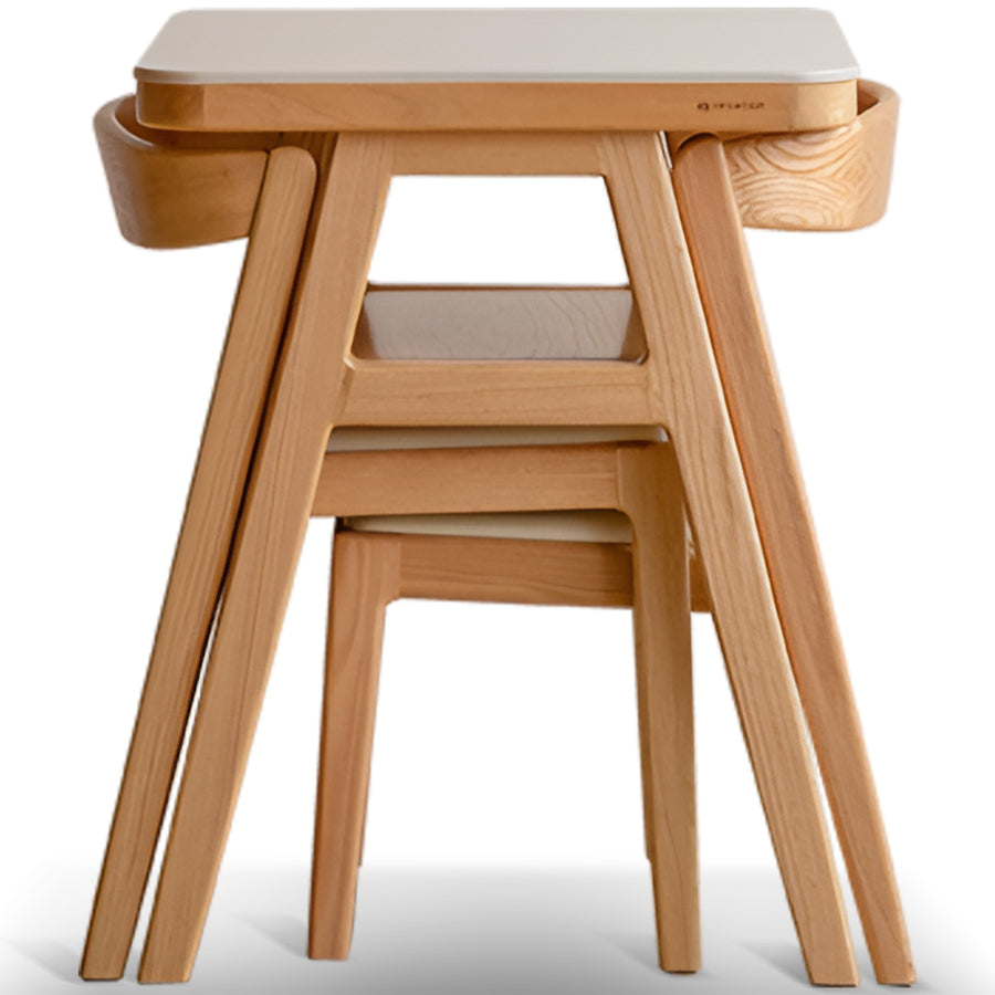 Scandinavian Oak Wood Sintered Stone Stackable Dining Table 3-IN-1 Set NOKI