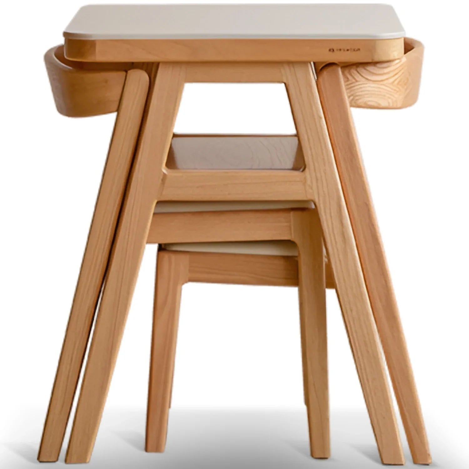 3 Tier Stackable Table Scandinavian Oak Wood Sintered Stone Stackable Dining Table 3-IN-1 Set ...