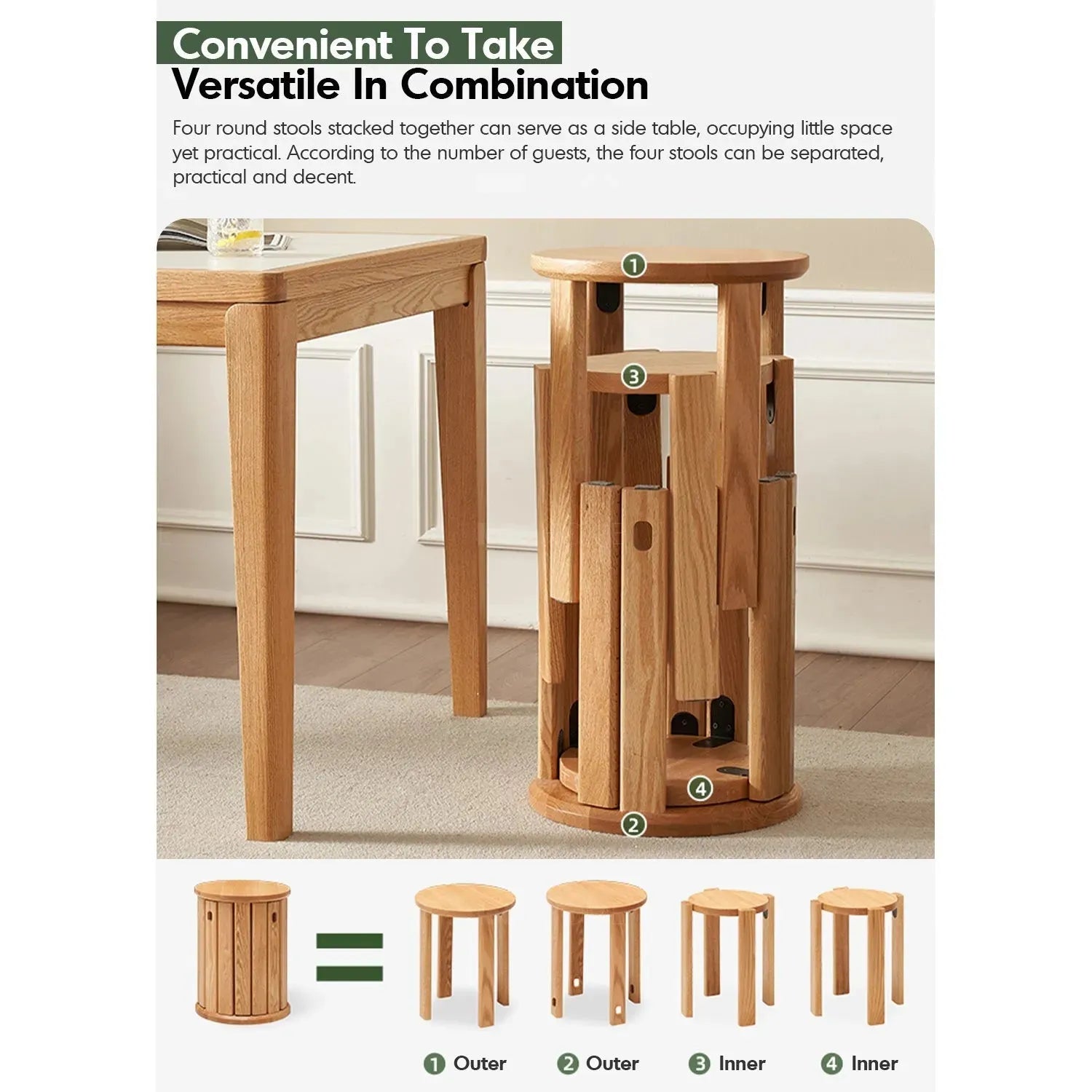 Stackable Stools Timber Scandinavian Oak Wood Stackable Stool HARVEST – LOFT HOME