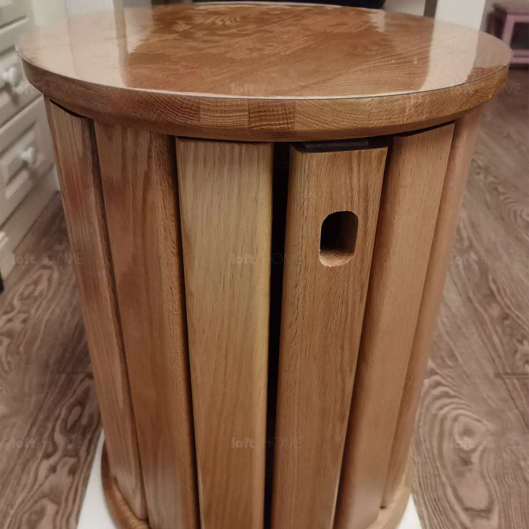 Scandinavian oak wood stackable stool harvest detail 3.