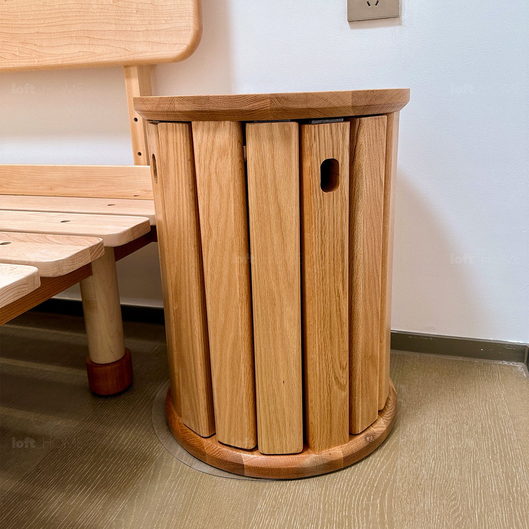 Scandinavian oak wood stackable stool harvest detail 5.