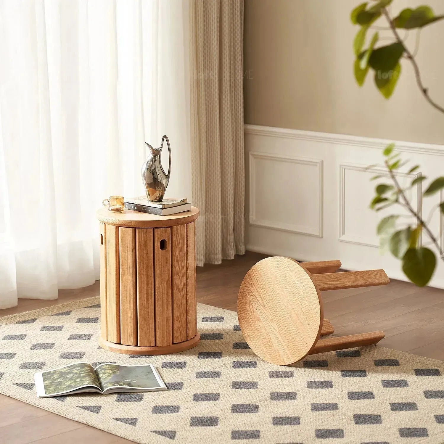 Stackable Stools Timber Scandinavian Oak Wood Stackable Stool HARVEST – LOFT HOME