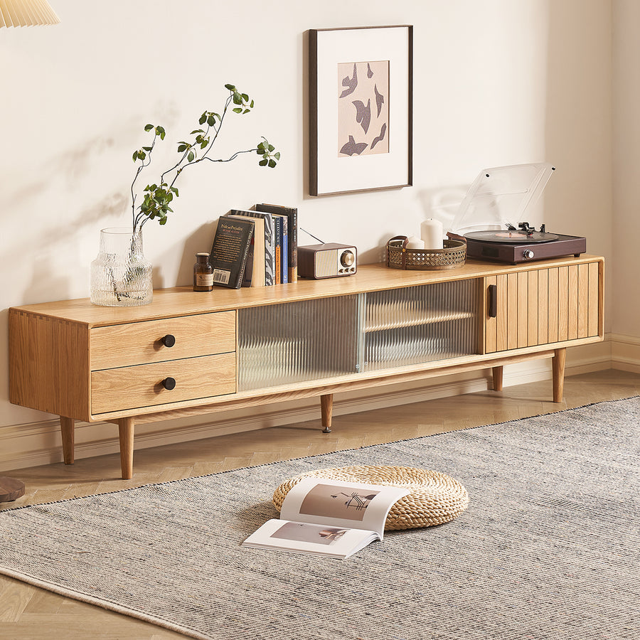 Scandinavian oak wood tv console danya primary product view.