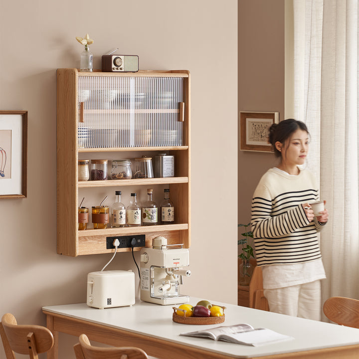 Scandinavian oak wood wall hanging cabinet hemu primary product view.