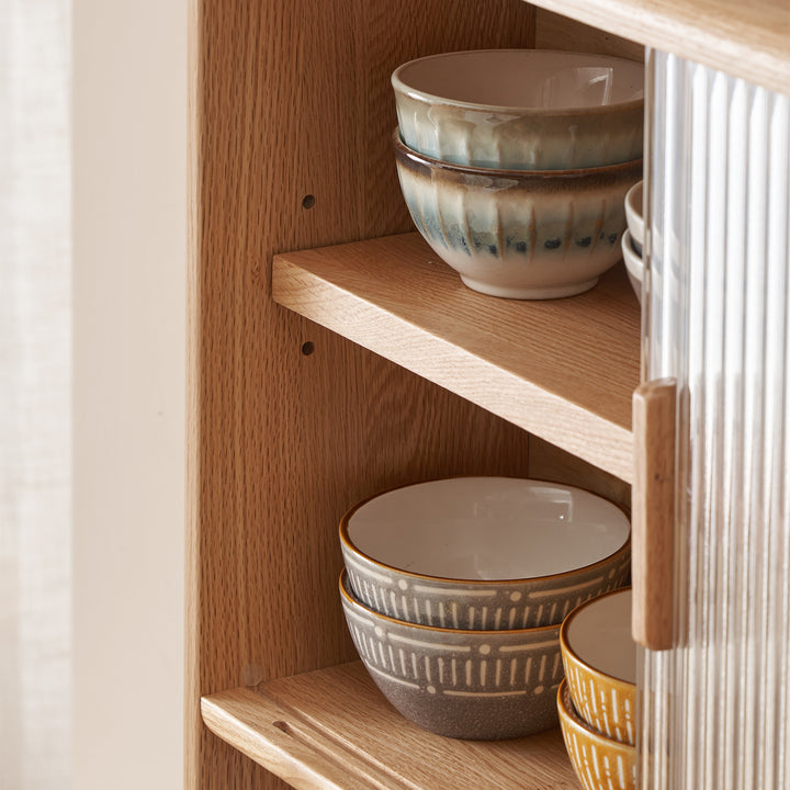 Scandinavian oak wood wall hanging cabinet hemu in still life.