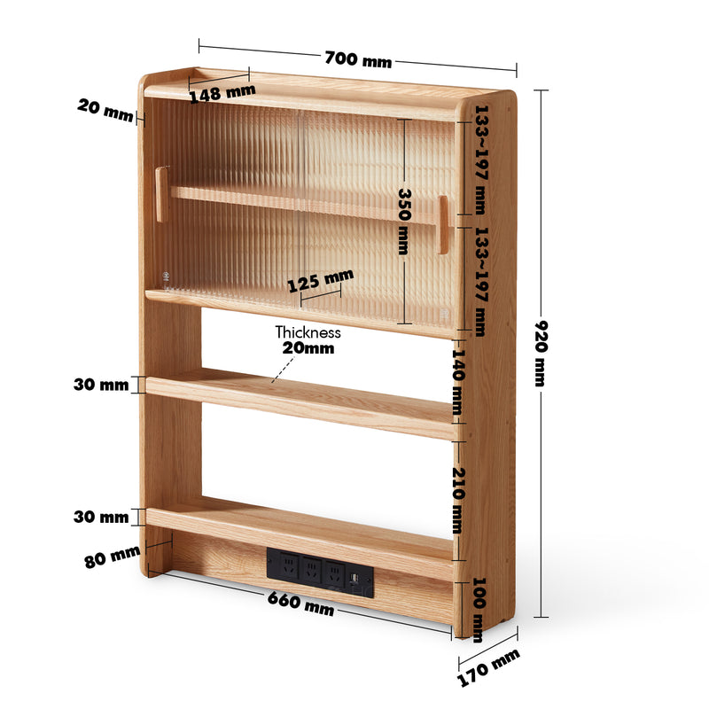 Scandinavian Oak Wood Wall Hanging Cabinet HEMU Size Chart