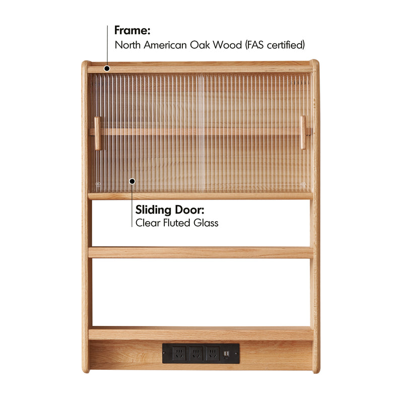 Scandinavian Oak Wood Wall Hanging Cabinet HEMU Material Details Chart