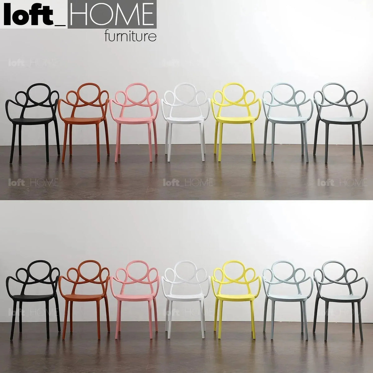 Bauhaus plastic armrest dining chair mina primary product view.