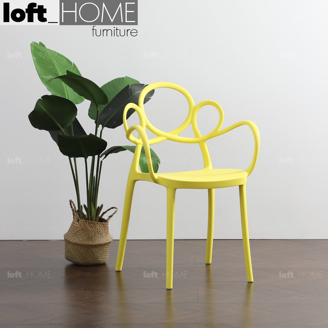 Scandinavian plastic armrest dining chair mina color swatches.