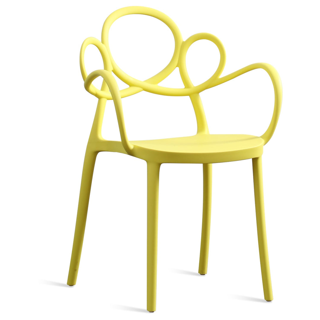 Scandinavian plastic armrest dining chair mina in panoramic view.