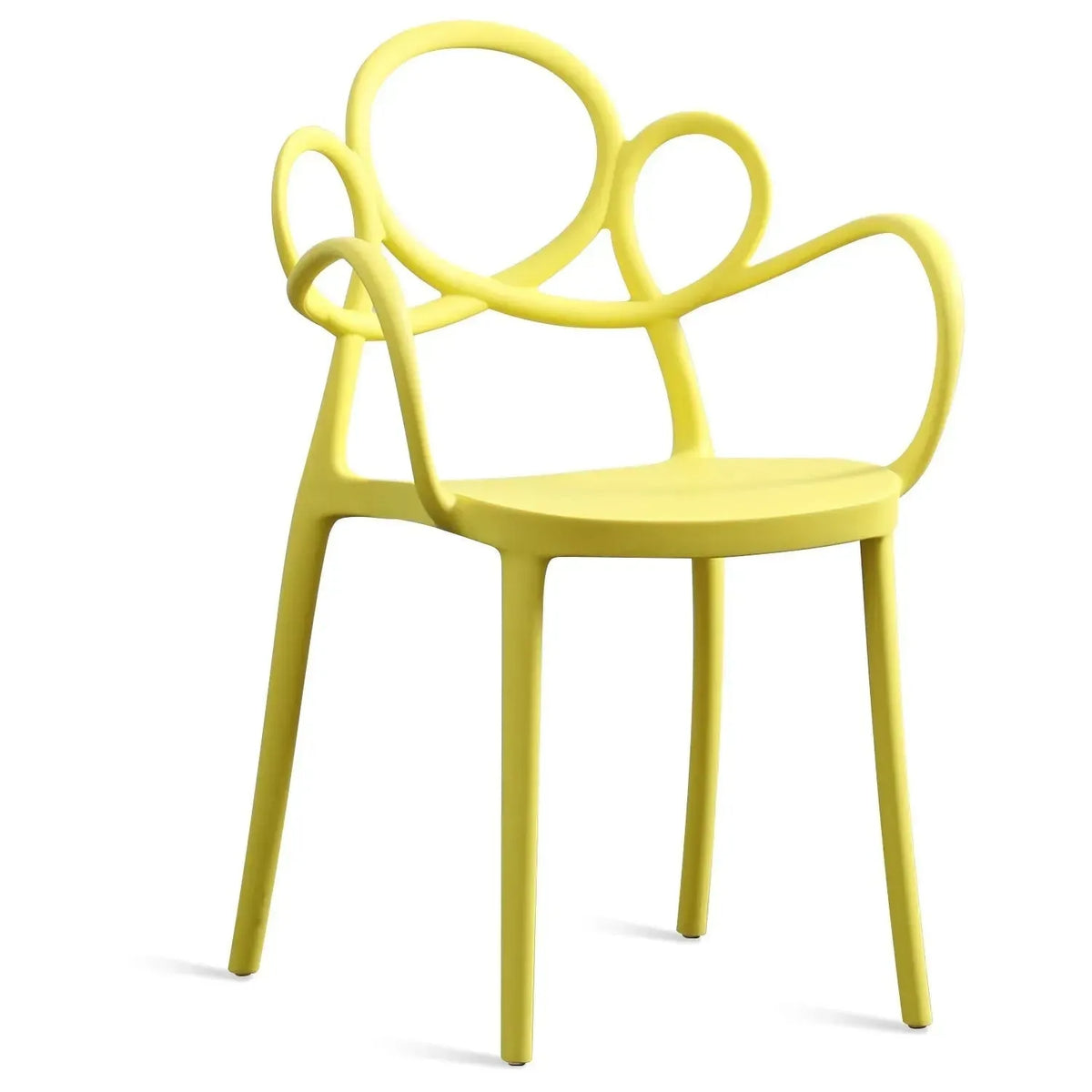 Bauhaus plastic armrest dining chair mina in panoramic view.