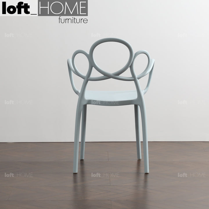 Scandinavian plastic armrest dining chair mina in details.