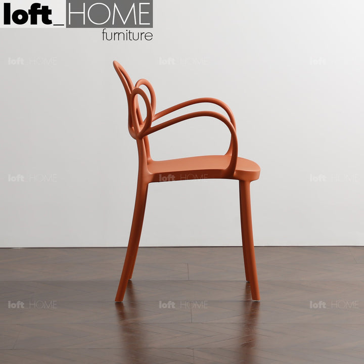 Scandinavian plastic armrest dining chair mina in real life style.