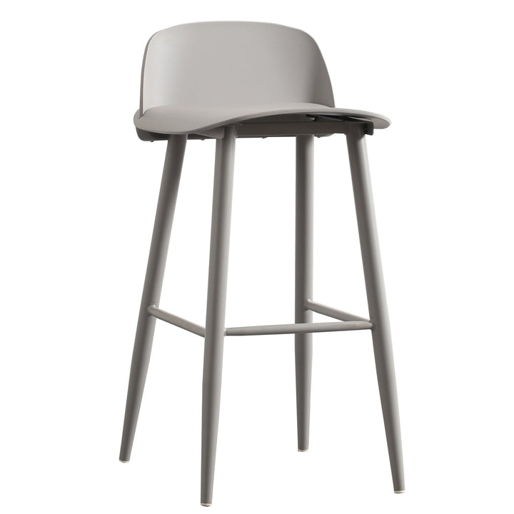 Scandinavian plastic bar chair normann pp grey in white background.